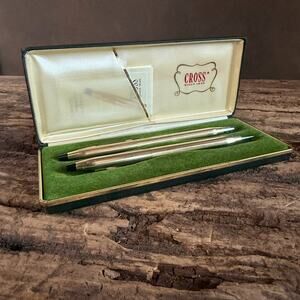 Vintage Cross Pen & Pencil Set 1/20 10KT Gold Filled w/ Case 1970s USA